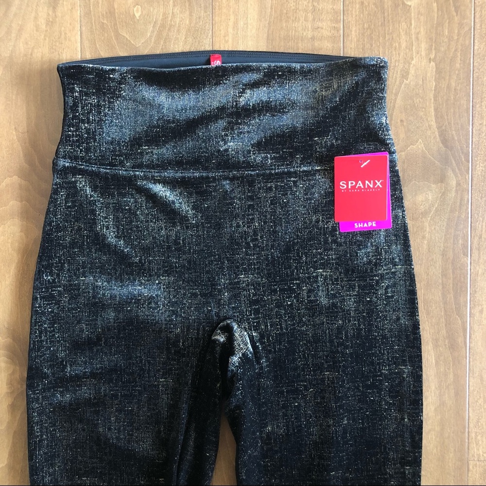 Spanx Velvet Shine Leggings Gold Shaping Small
